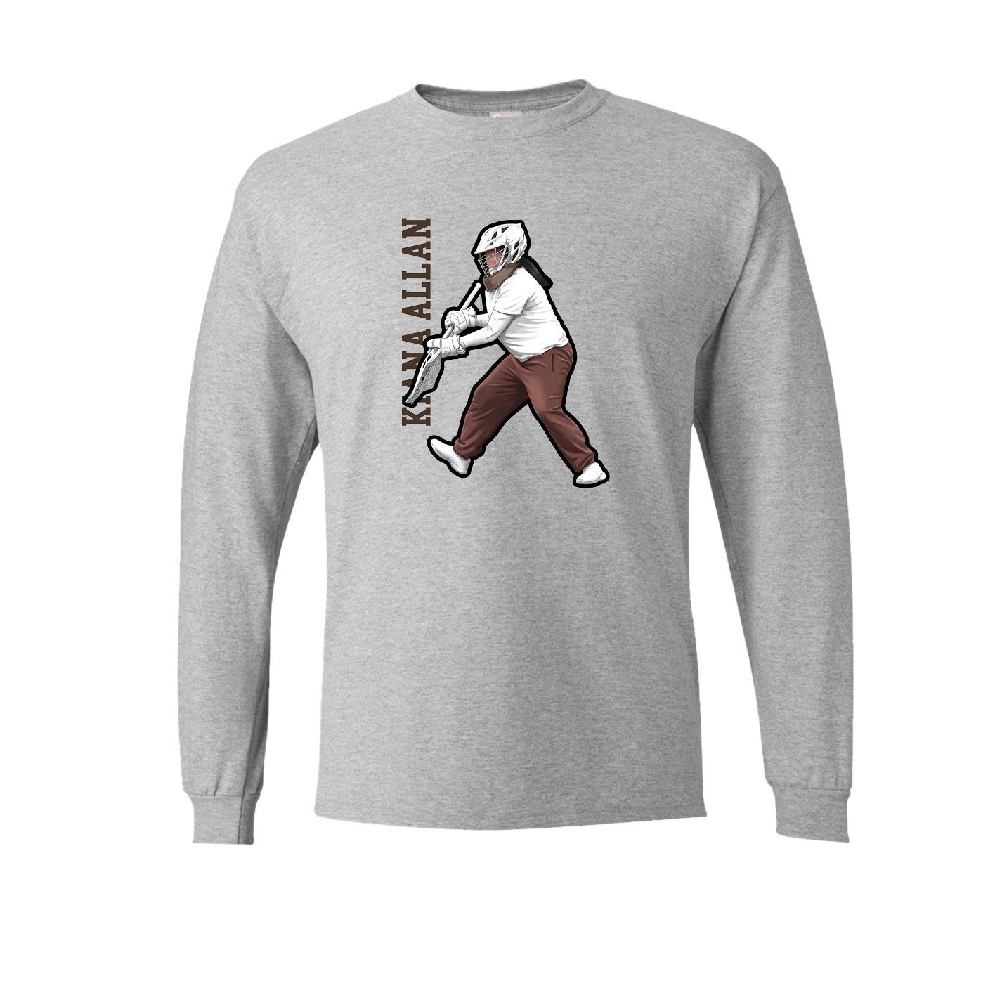 Long Sleeve Tee — Name Vertical in Grey