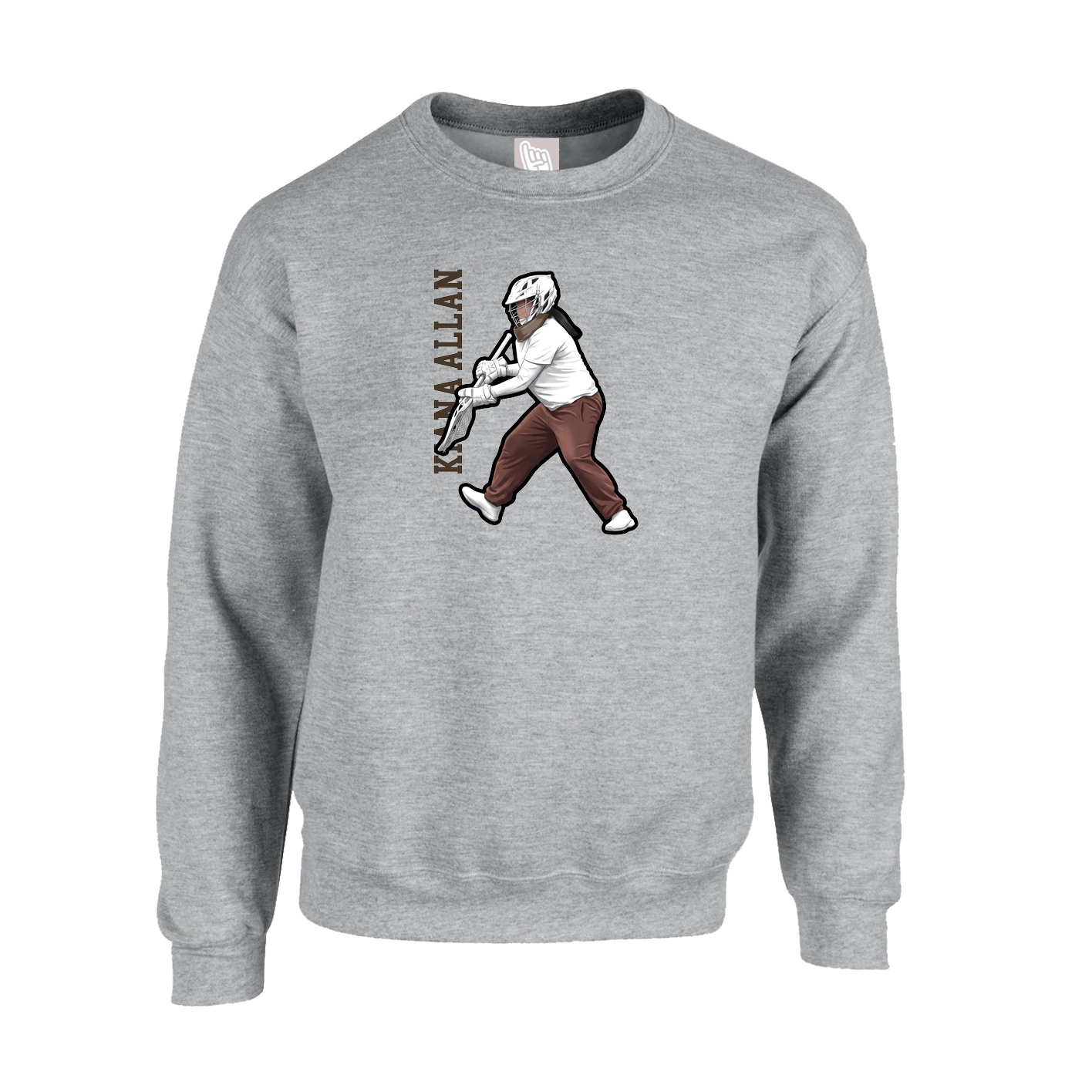 Fleece Crew — Name Vertical in Grey