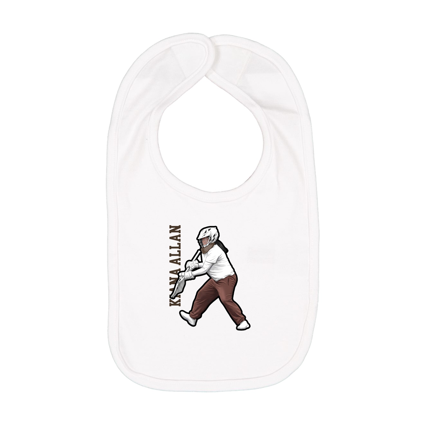 Infant Bib — Name Vertical in White