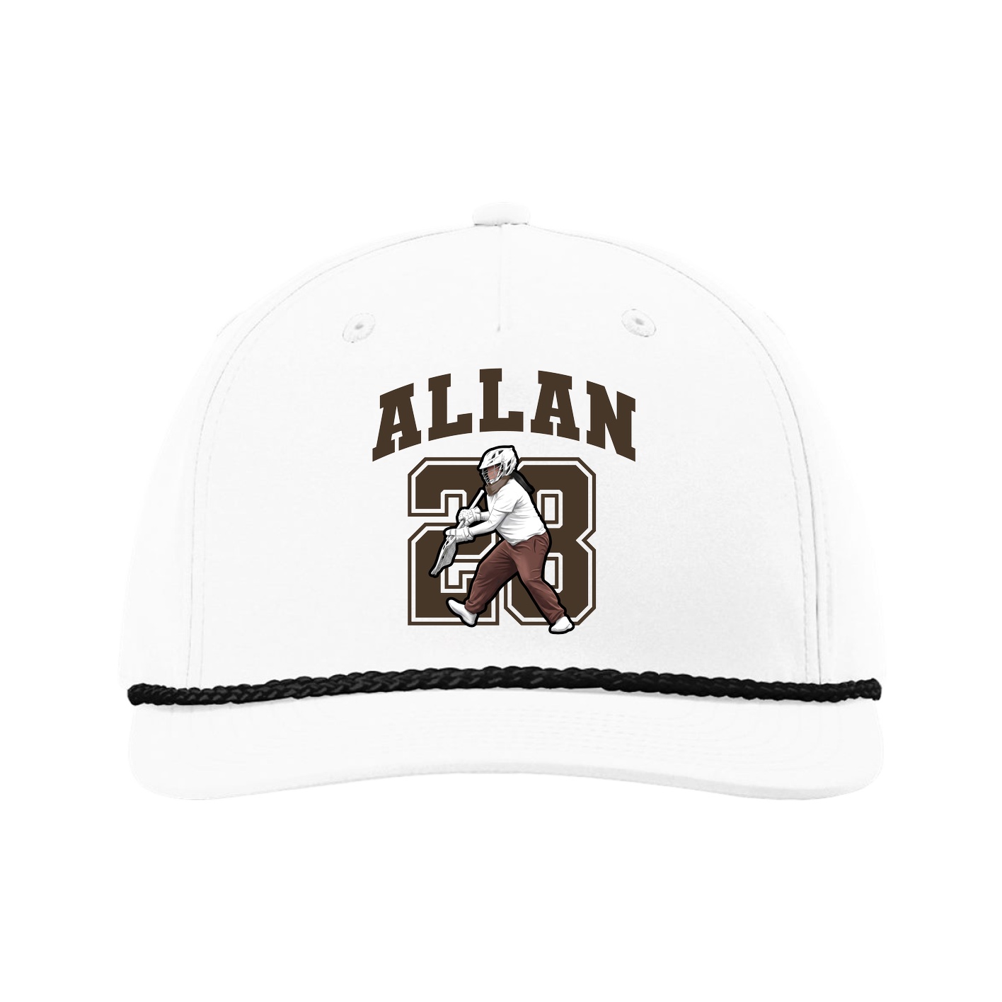 Five-Panel Classic Rope Cap — Number in White