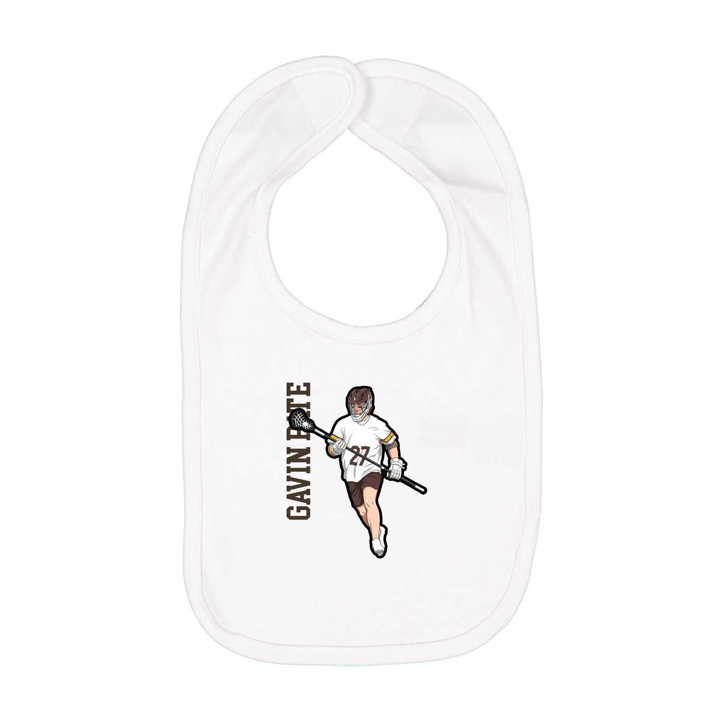 Infant Bib — Name Vertical in White