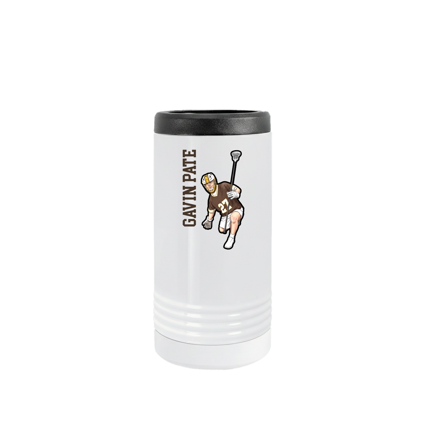 Slim Beverage Holder — Name Vertical in White