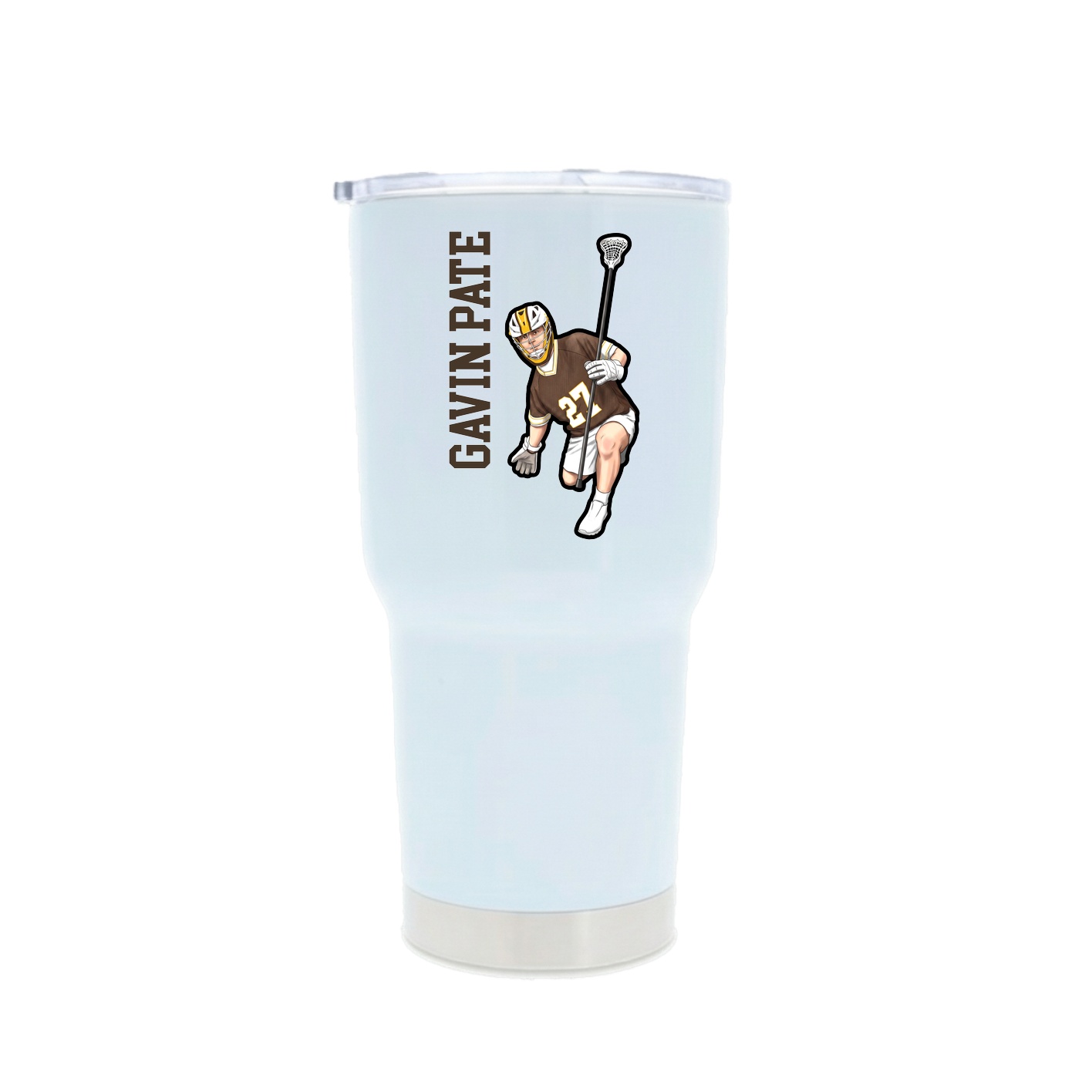 30oz Stainless Steel Tumbler — Name Vertical in White