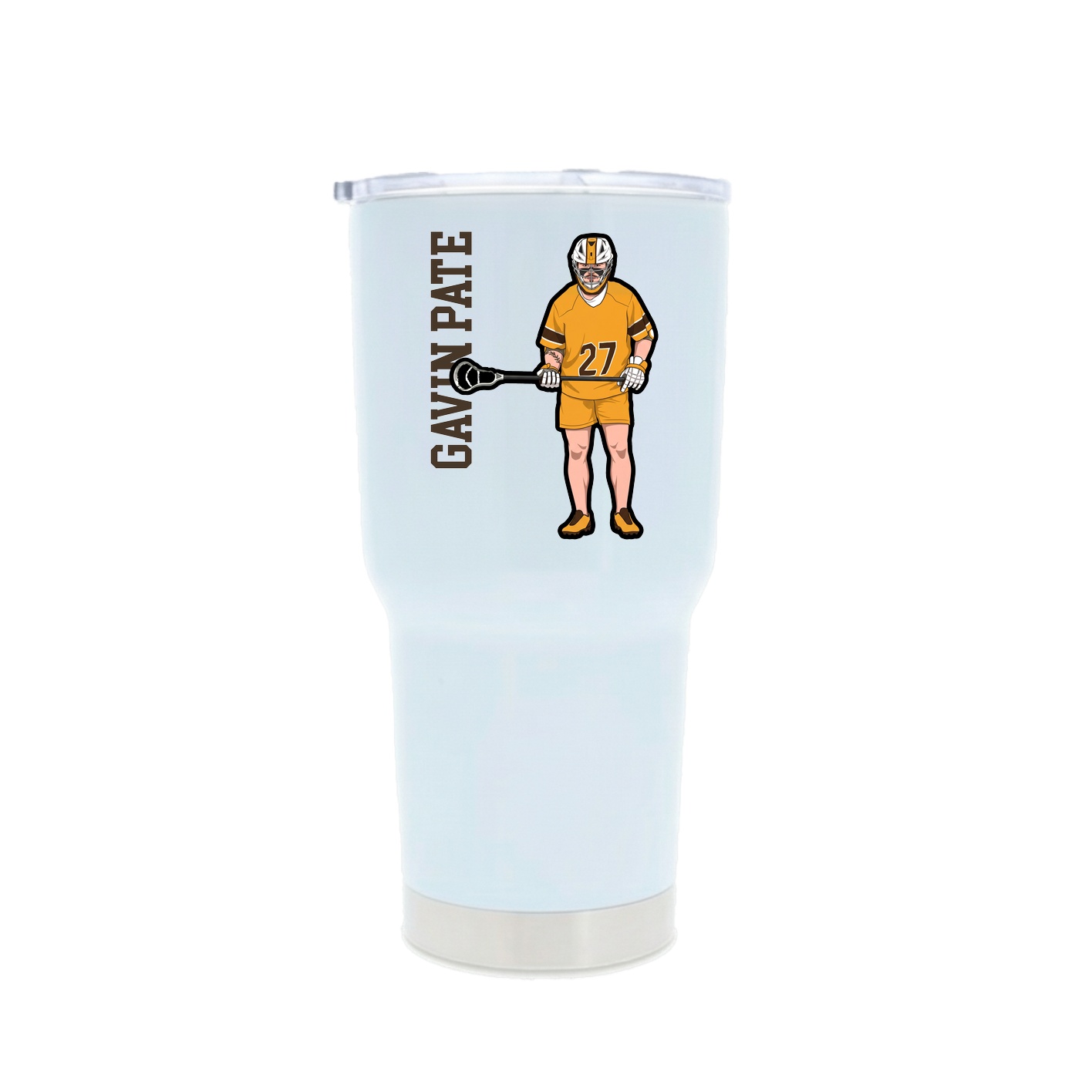 30oz Stainless Steel Tumbler — Name Vertical in White