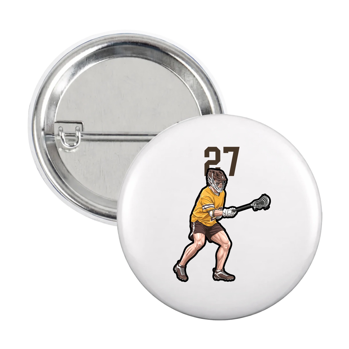 Game Day Button — Number Top in White