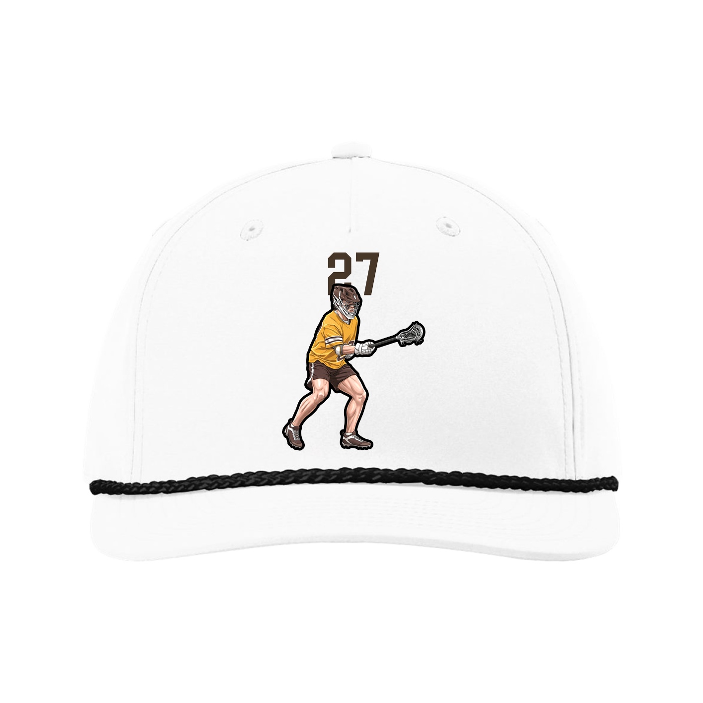 Five-Panel Classic Rope Cap — Number Top in White