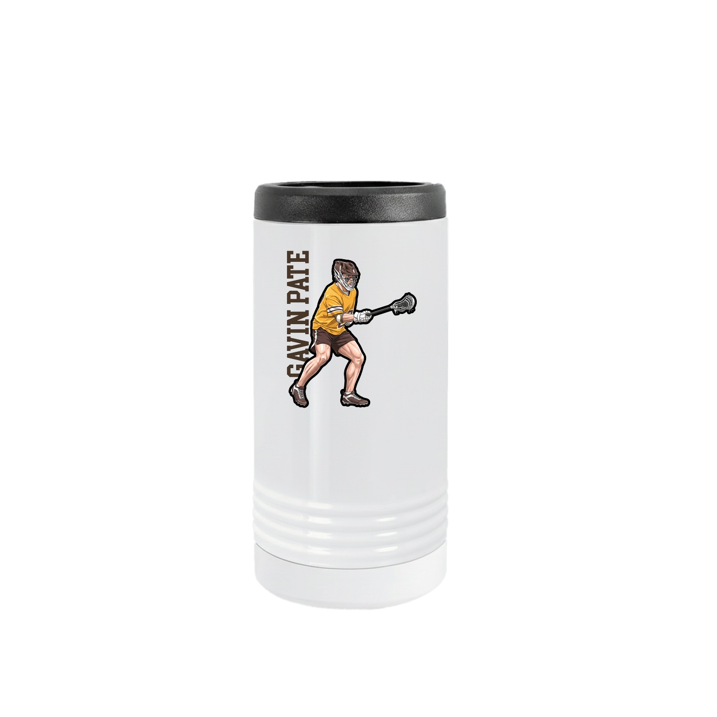Slim Beverage Holder — Name Vertical in White