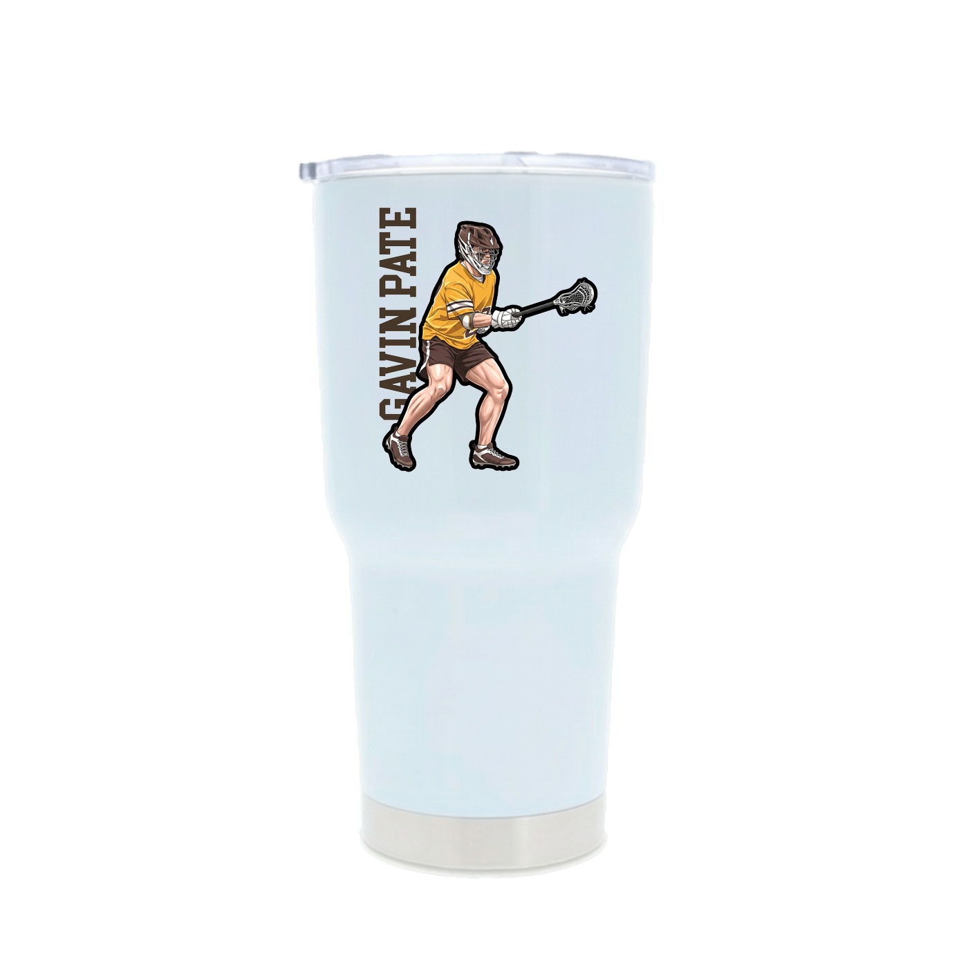 30oz Stainless Steel Tumbler — Name Vertical in White