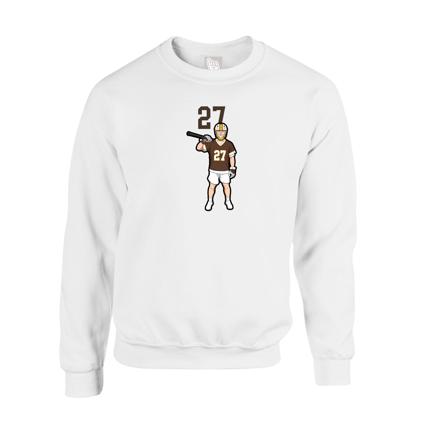 Fleece Crew — Number Top in White