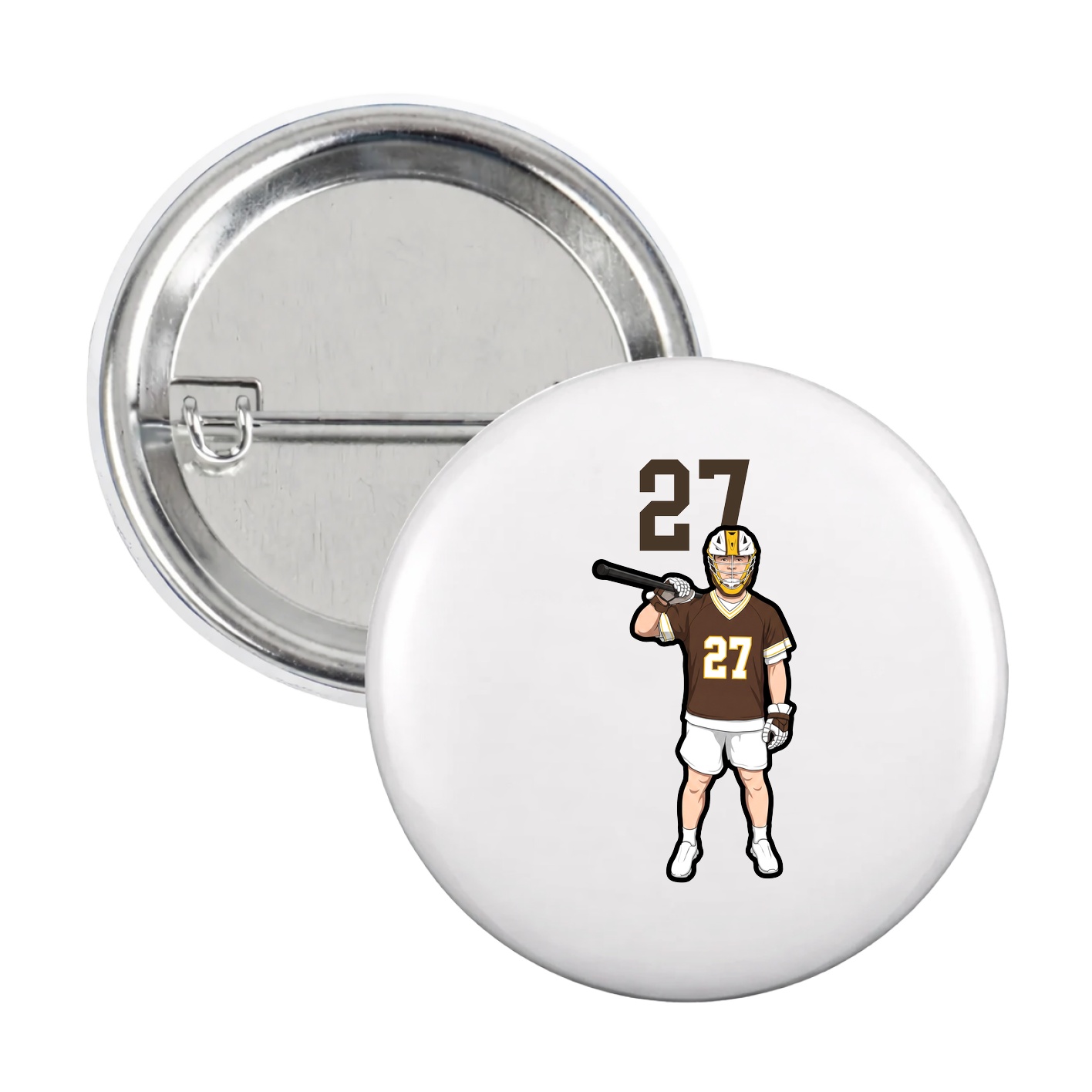 Game Day Button — Number Top in White