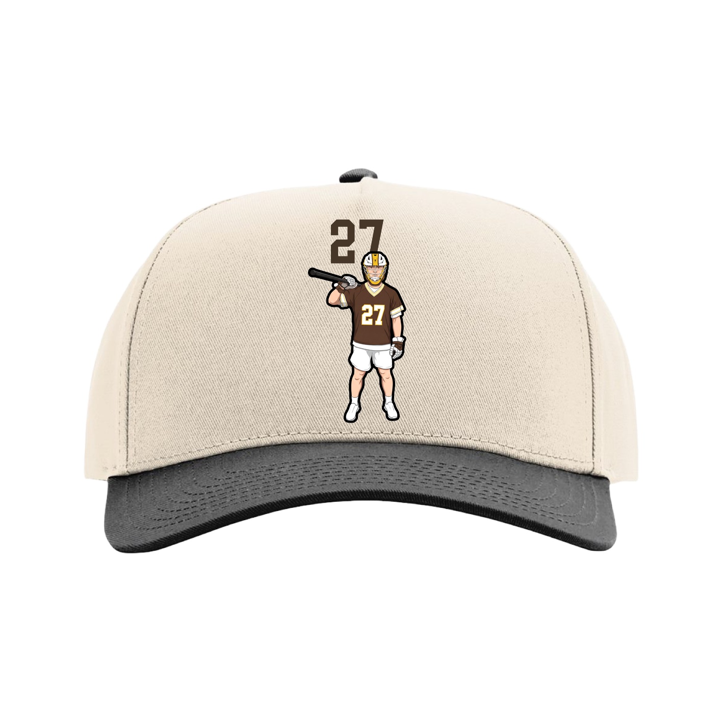 Full Fabric Five-Panel Champ Cap — Number Top in Cream/Black