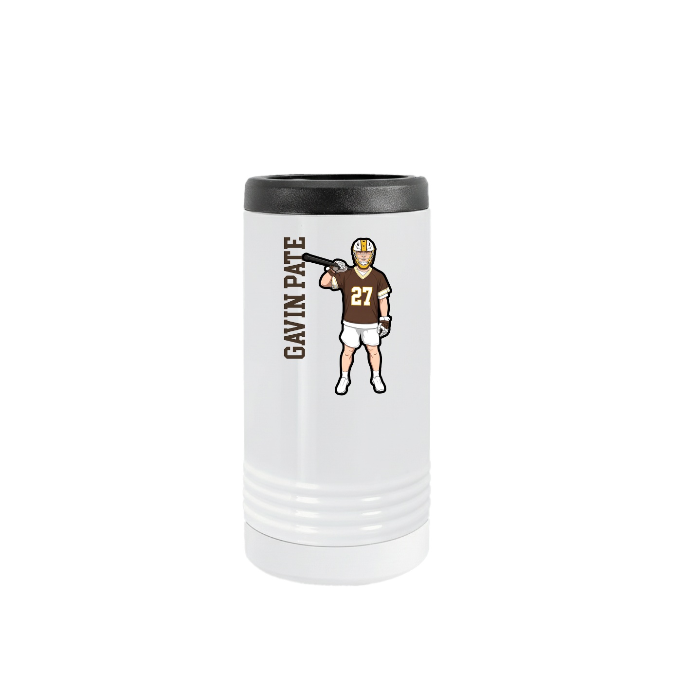 Slim Beverage Holder — Name Vertical in White