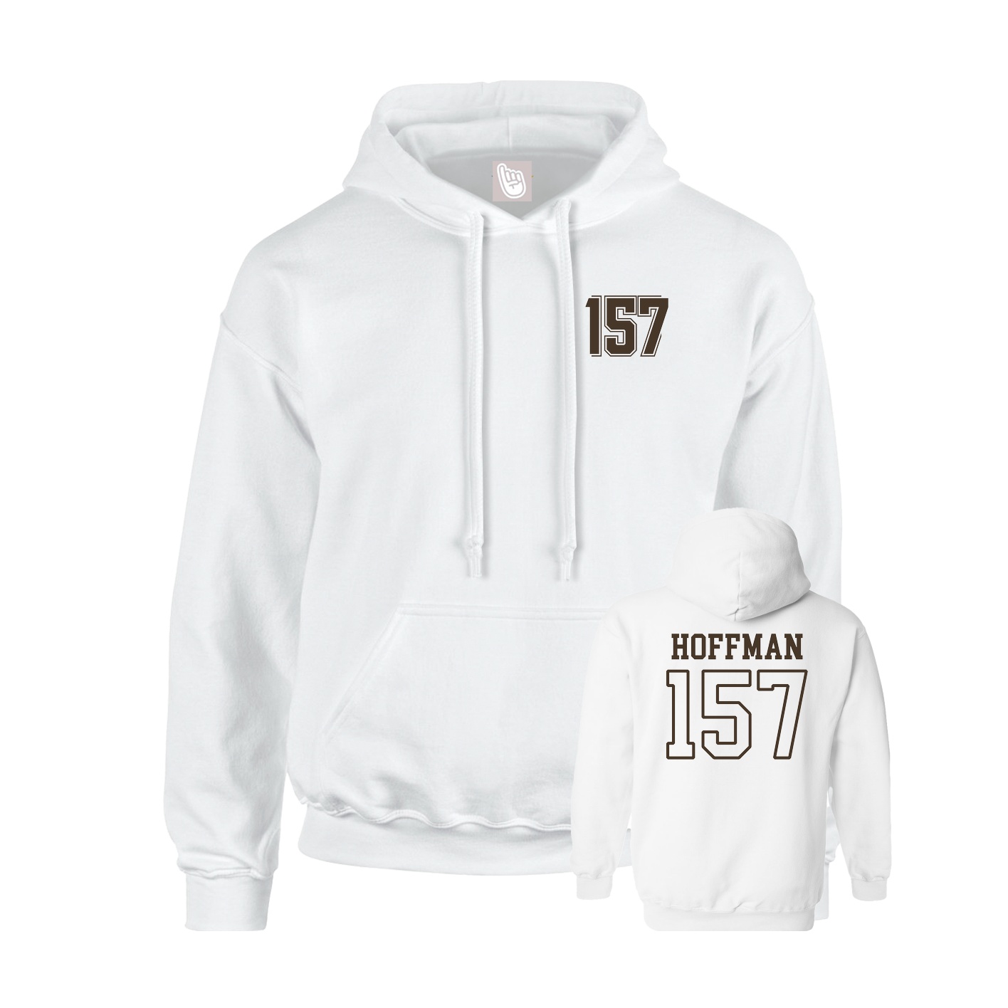 Youth Hoodie — Chest Back in White