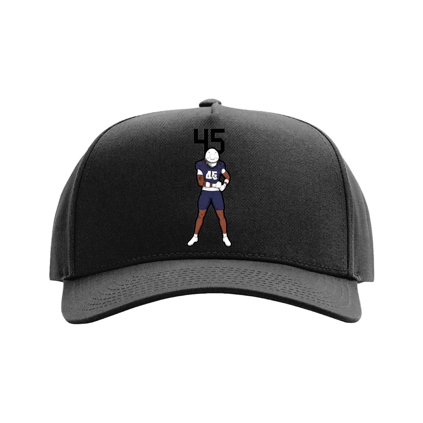 Full Fabric Five-Panel Champ Cap — Number Top in Black