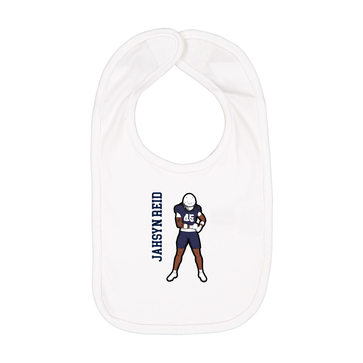 Infant Bib — Name Vertical in White