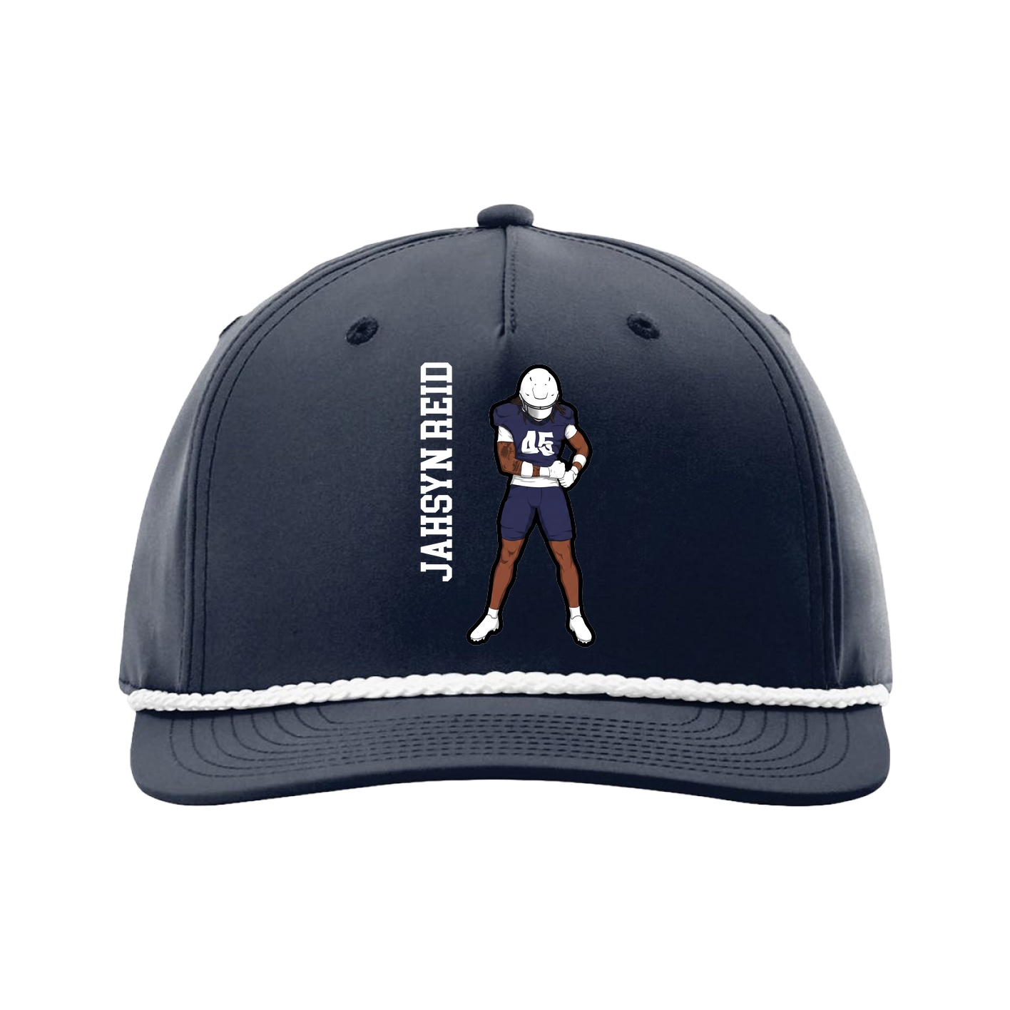 Five-Panel Classic Rope Cap — Name Vertical in Navy