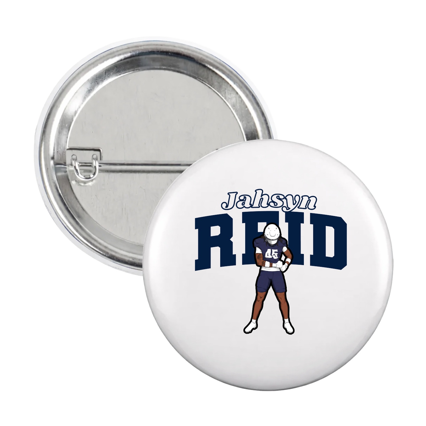 Game Day Button — Name Arch in White