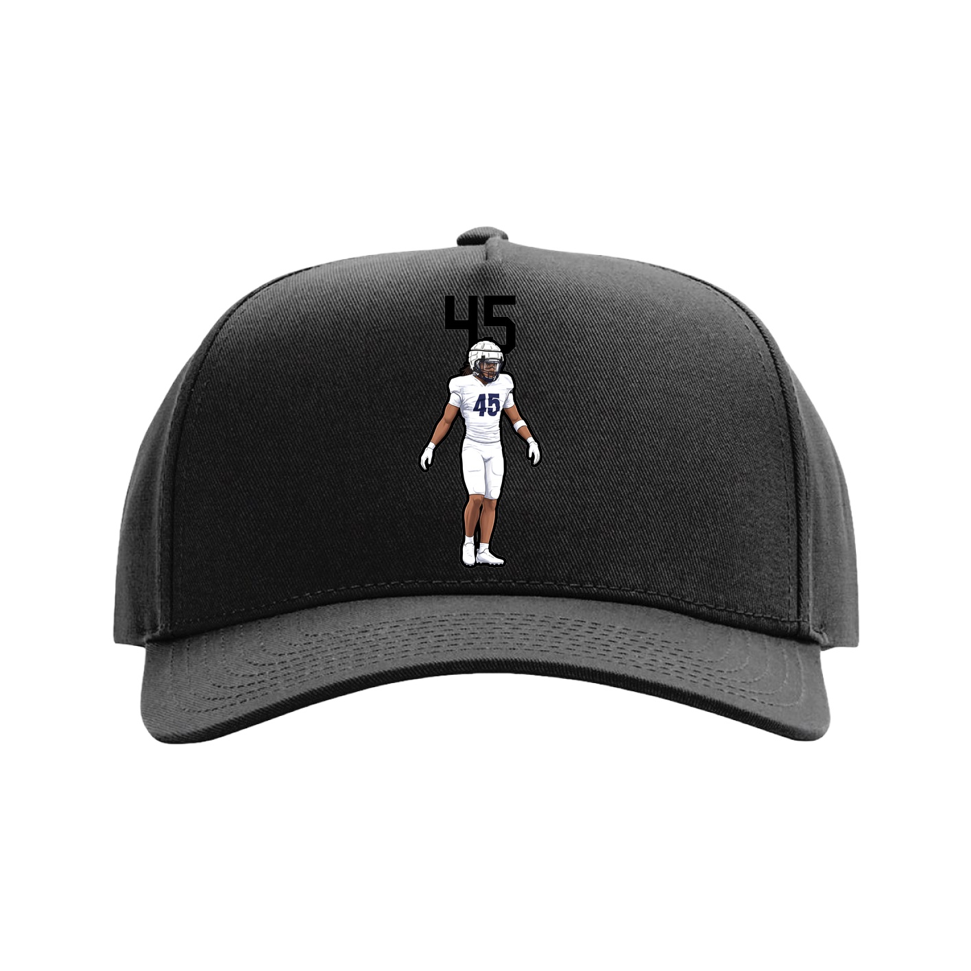 Full Fabric Five-Panel Champ Cap — Number Top in Black