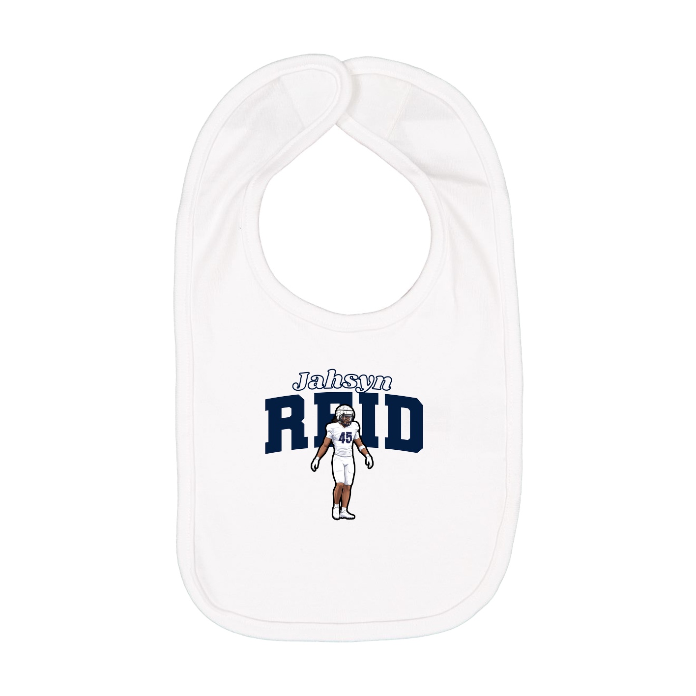 Infant Bib — Name Arch in White