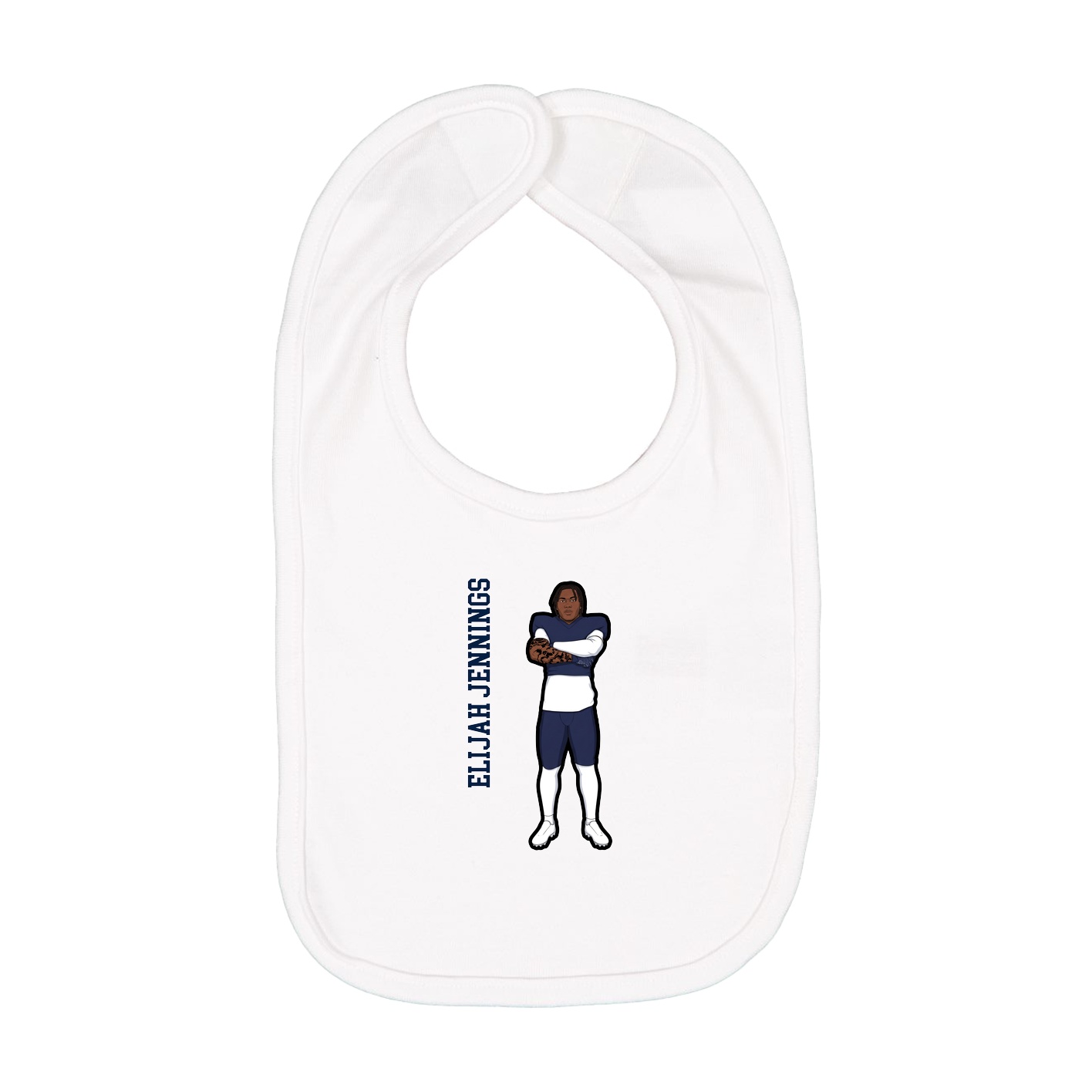 Infant Bib — Name Vertical in White