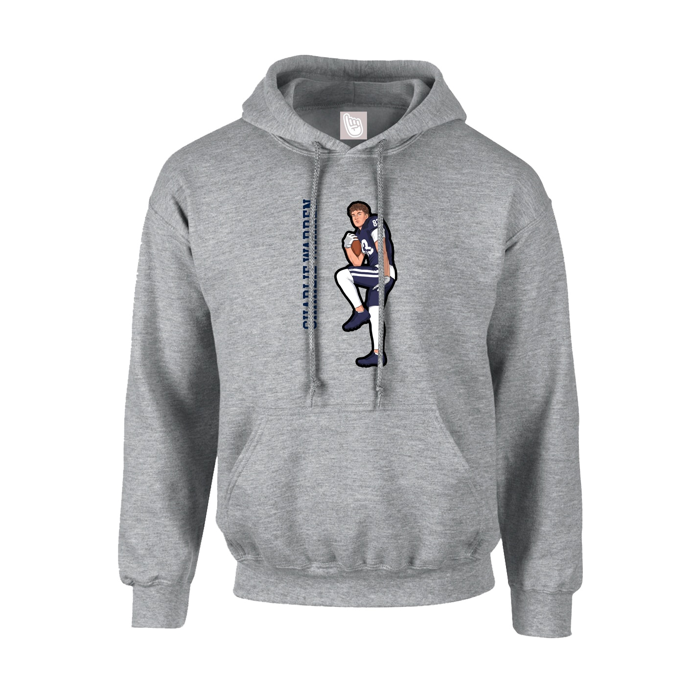 Hoodie — Name Vertical in Grey