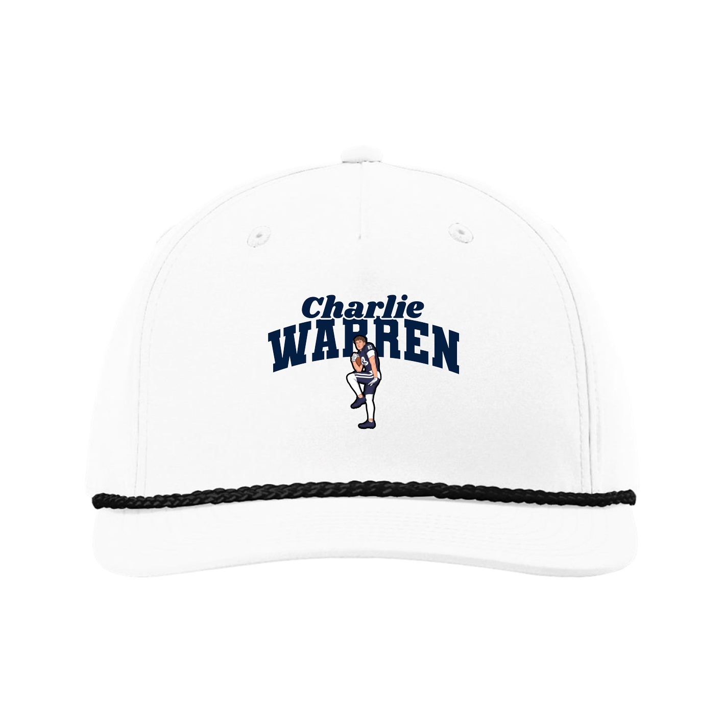 Five-Panel Classic Rope Cap — Signature Arch in White