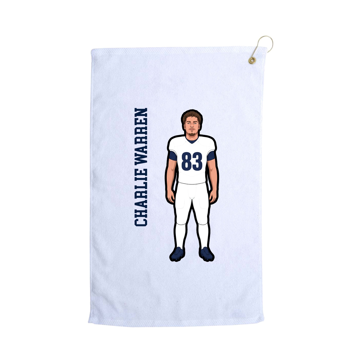 Golf Towel — Name Vertical in White