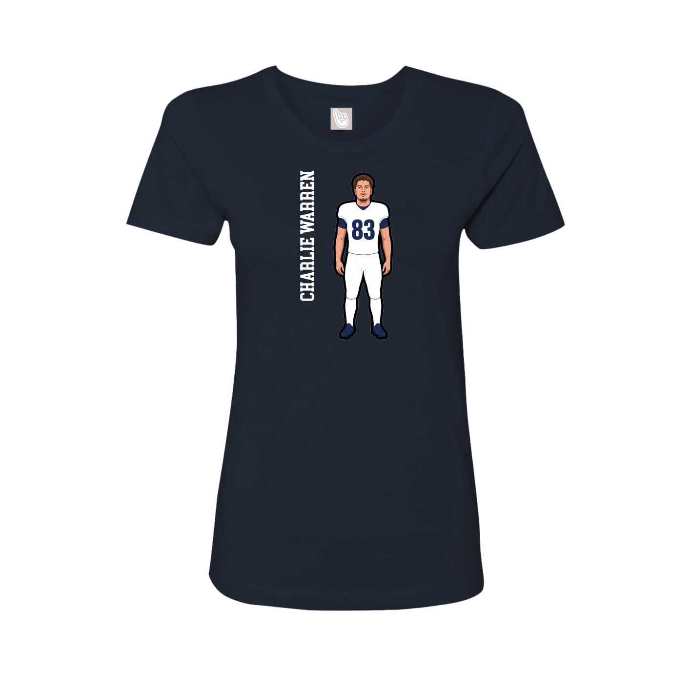 Fitted Women's Tee — Name Vertical in Navy