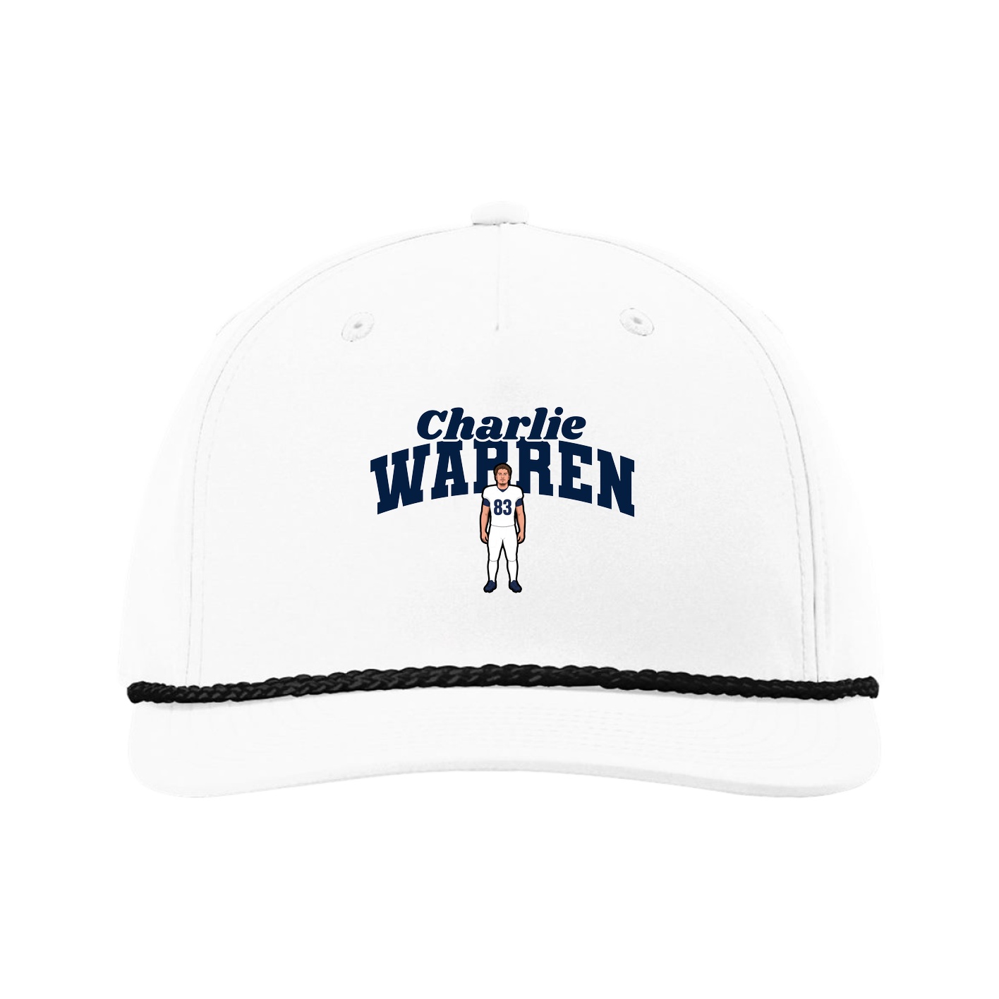 Five-Panel Classic Rope Cap — Signature Arch in White
