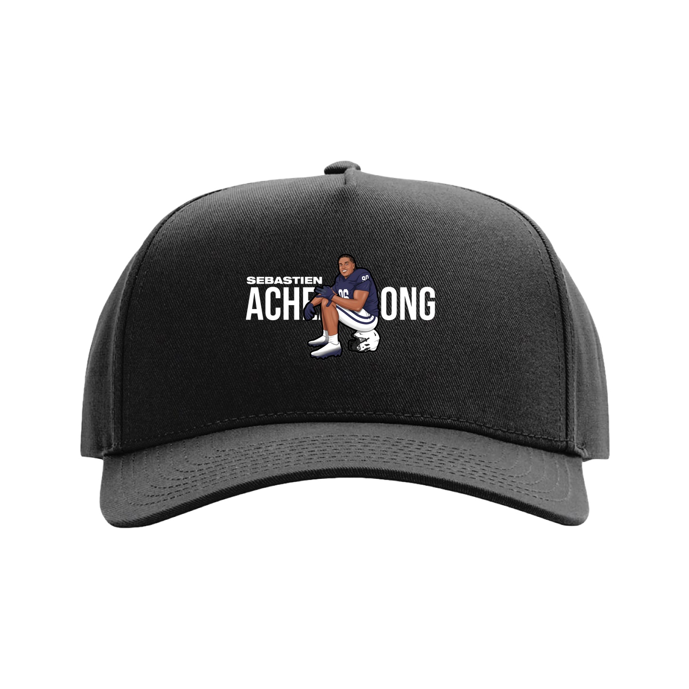 Full Fabric Five-Panel Champ Cap — Player Name in Black