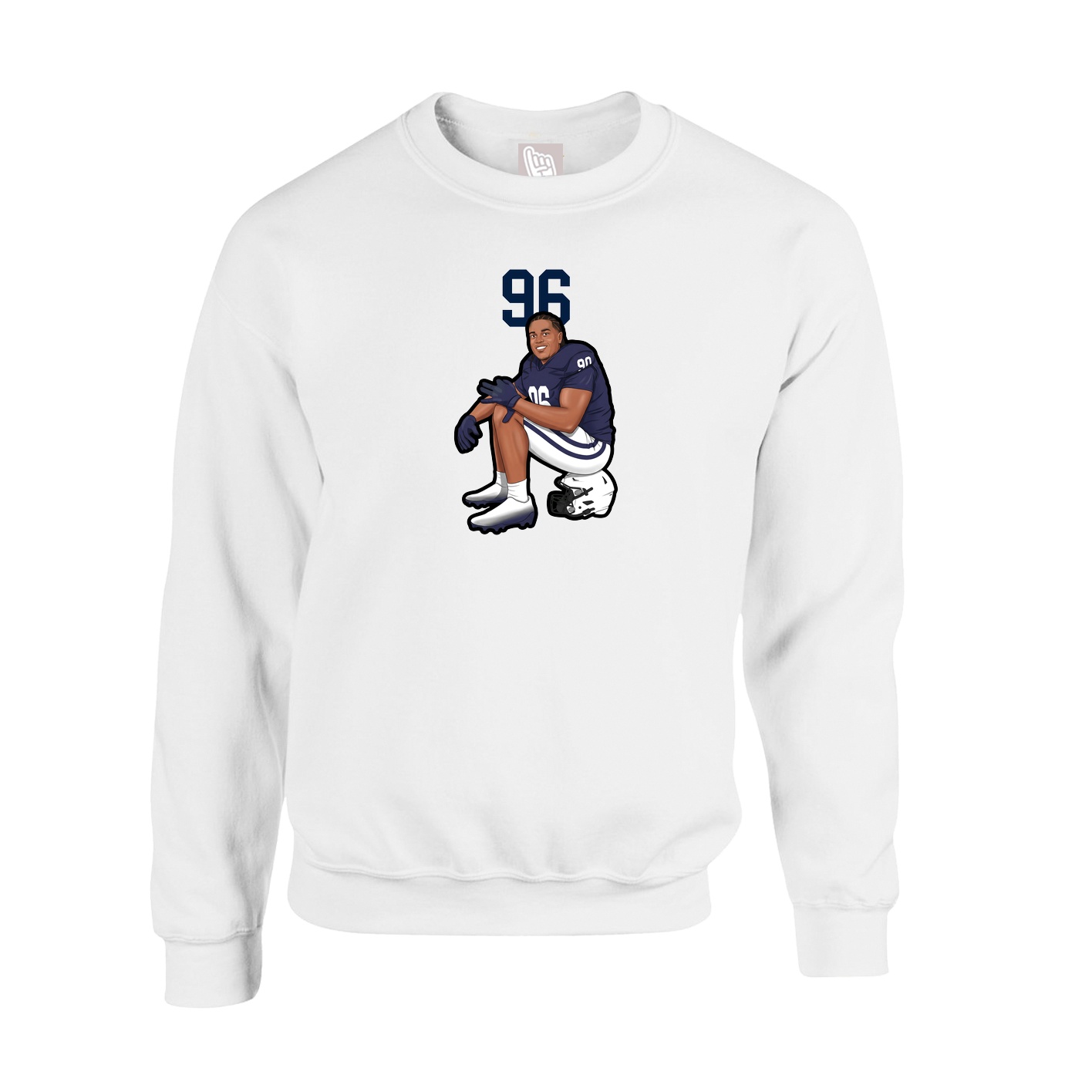 Fleece Crew — Number Top in White