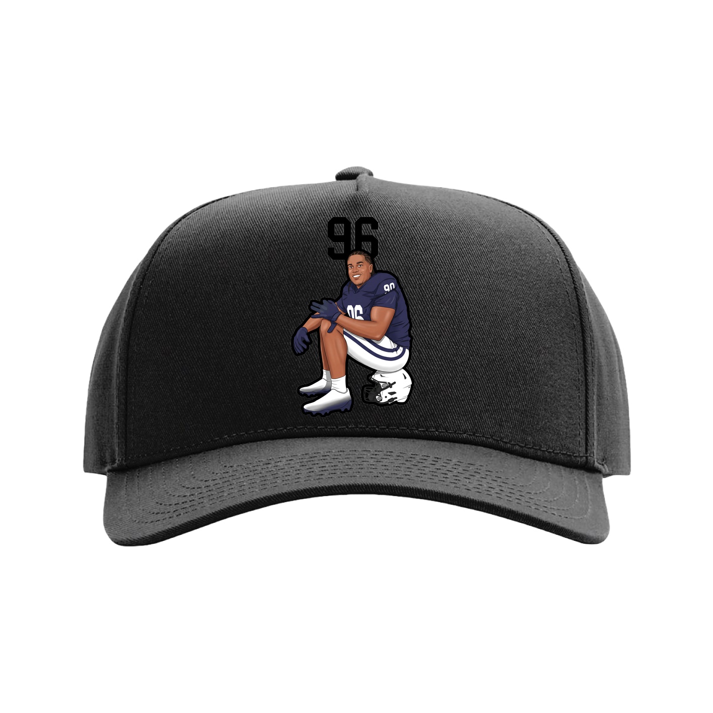 Full Fabric Five-Panel Champ Cap — Number Top in Black