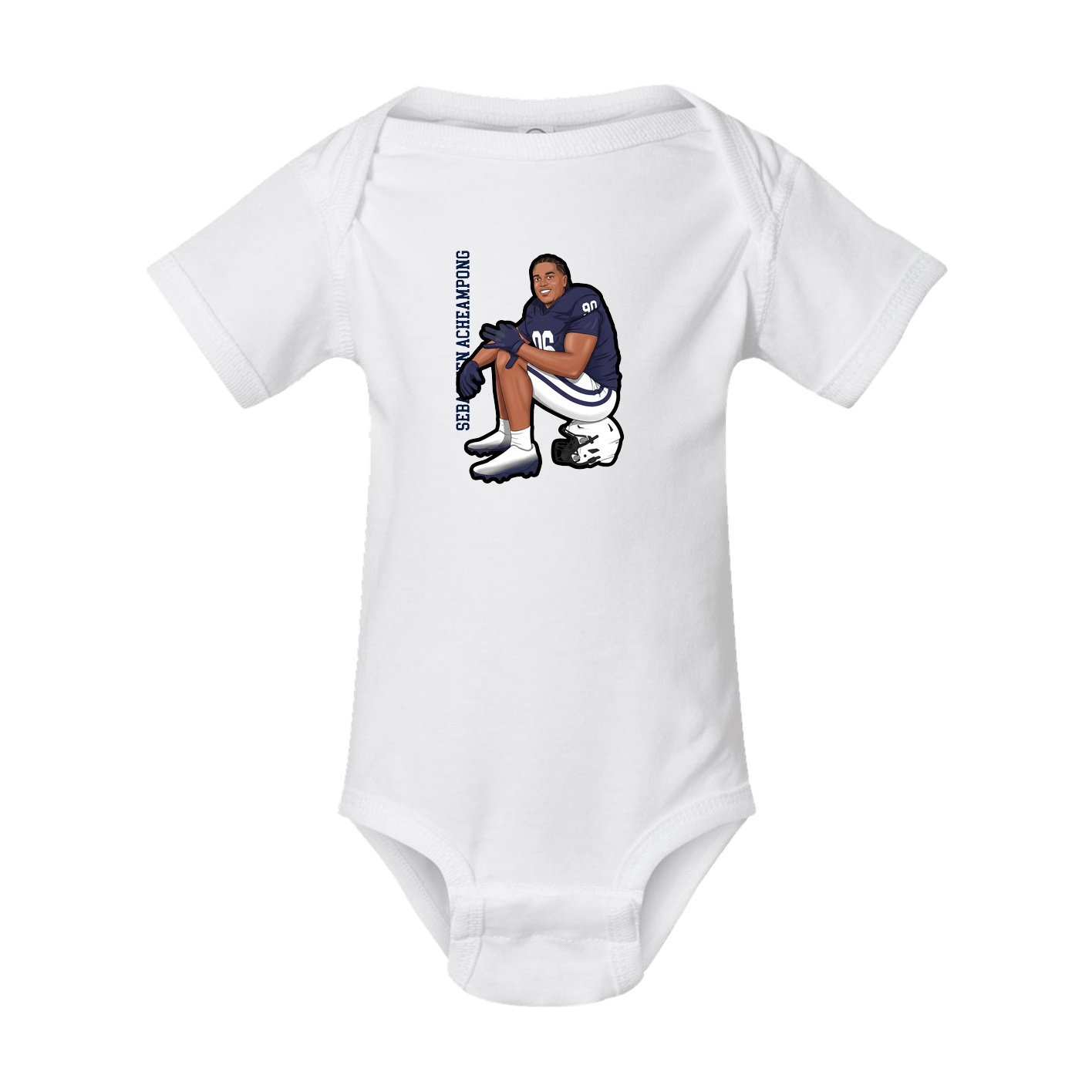 Baby Onesie — Name Vertical in White