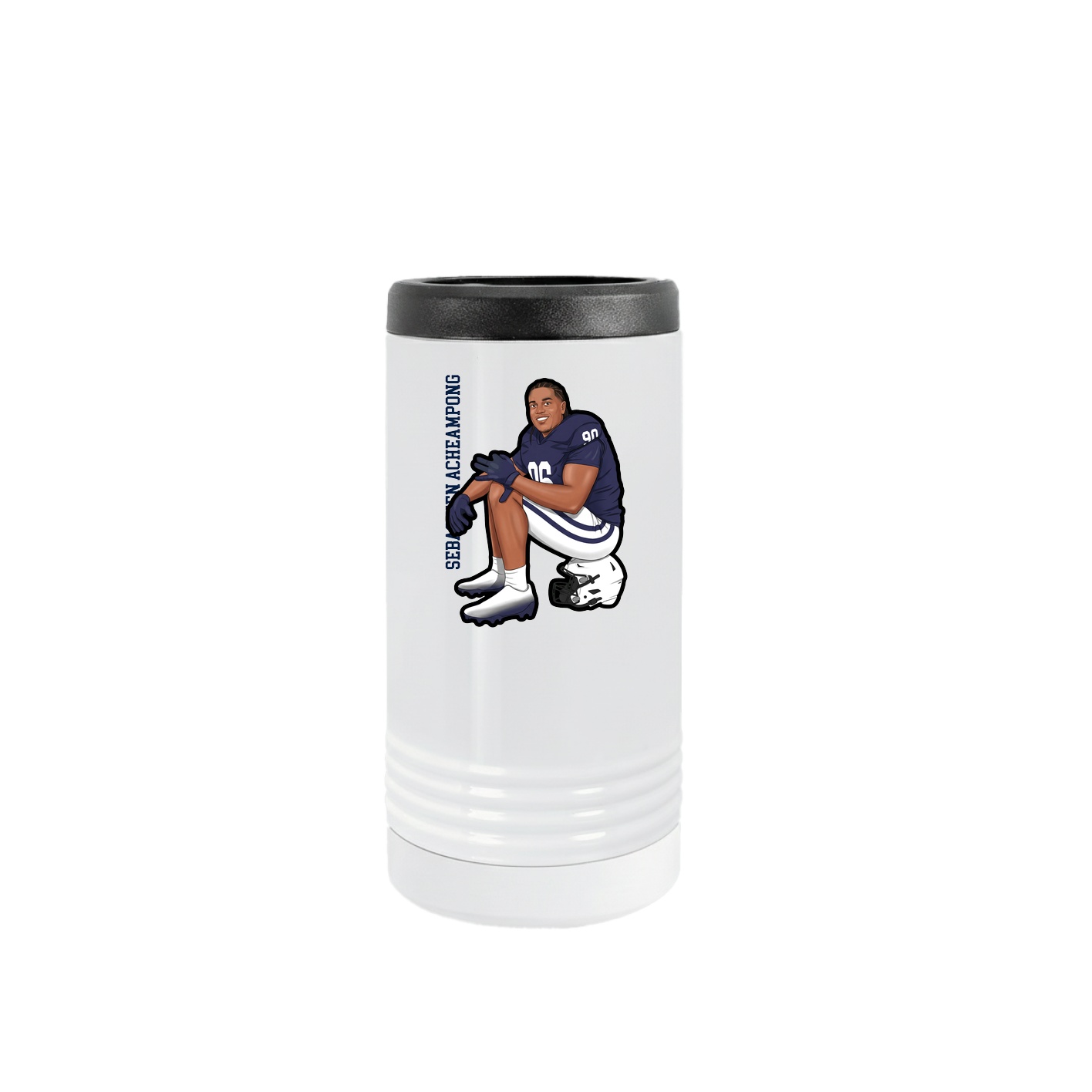 Slim Beverage Holder — Name Vertical in White