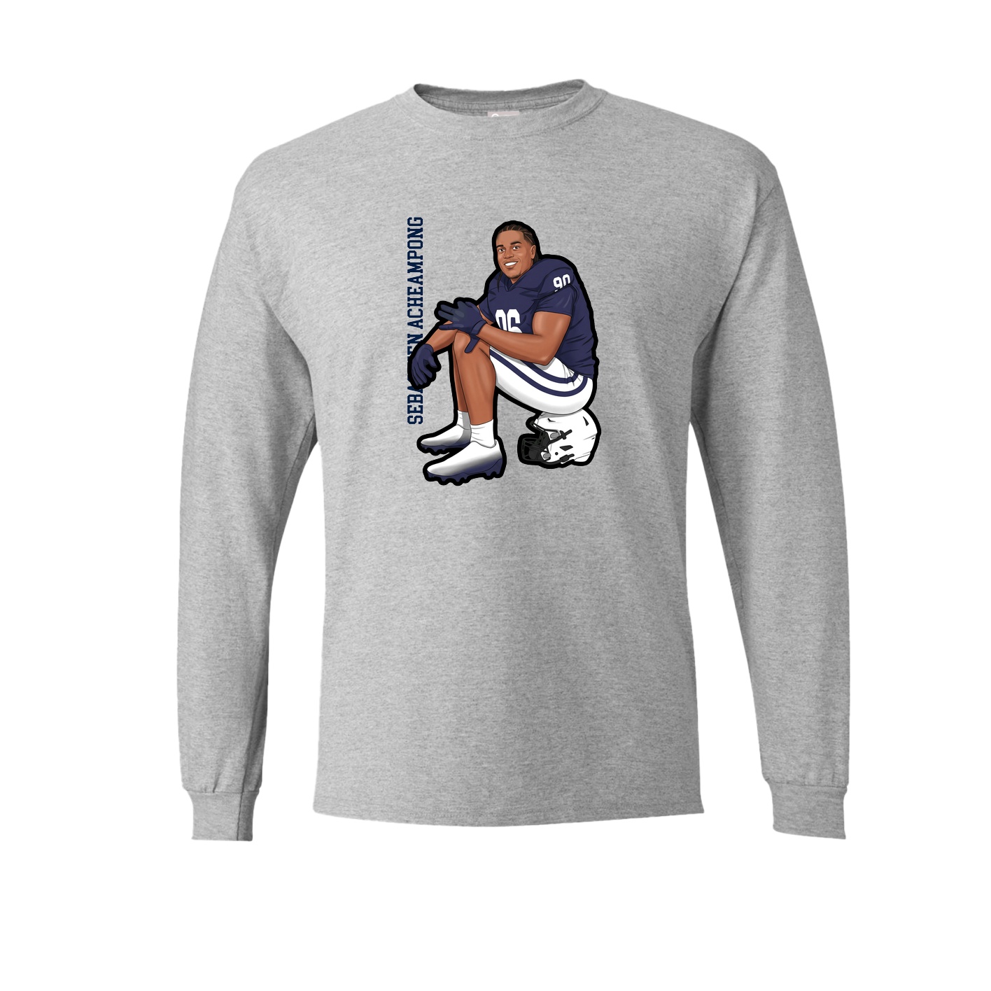 Long Sleeve Tee — Name Vertical in Grey