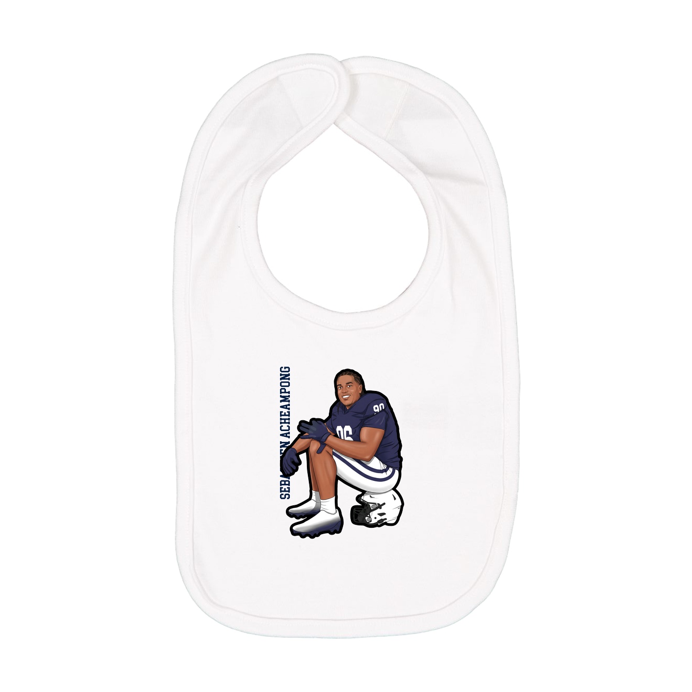 Infant Bib — Name Vertical in White