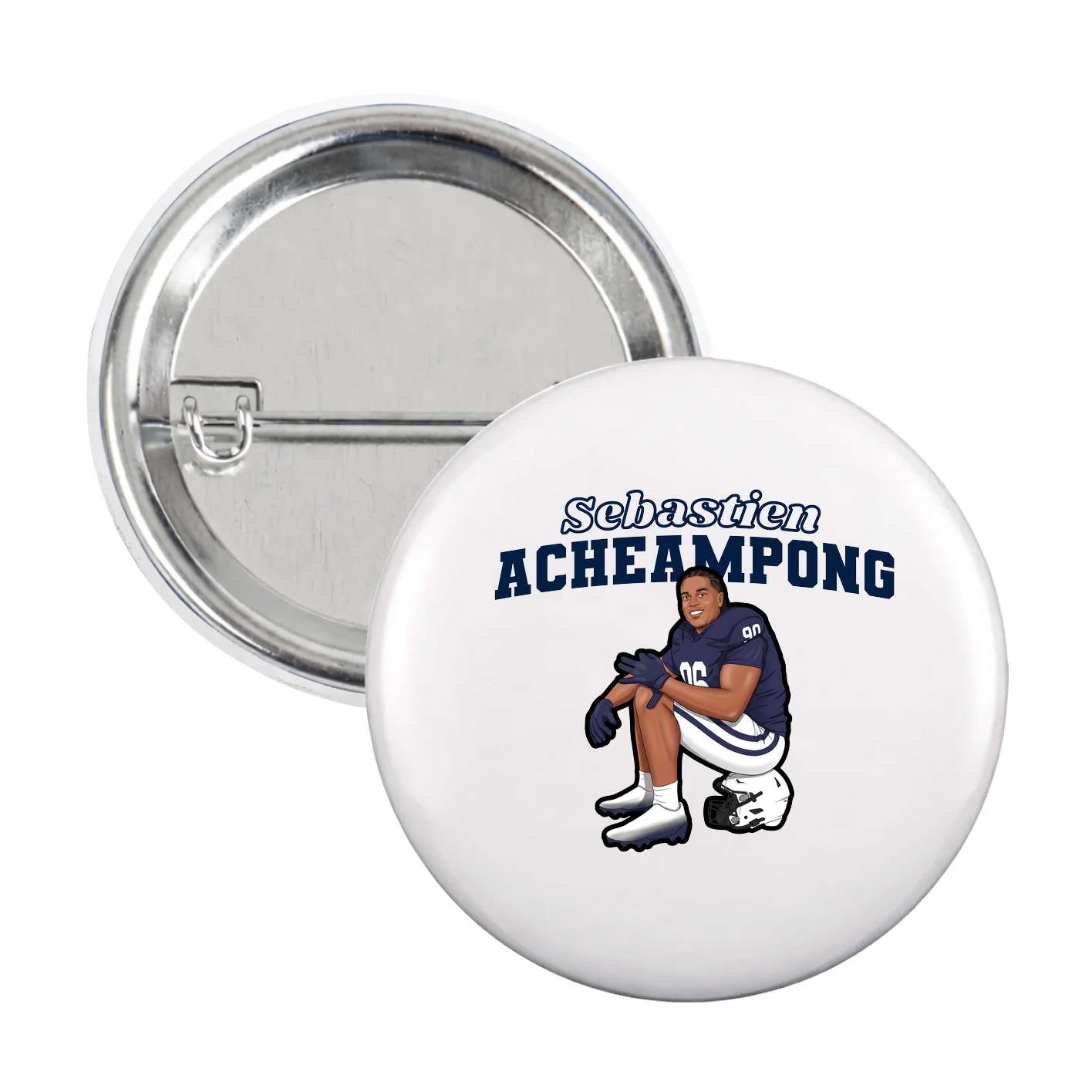 Game Day Button — Name Arch in White