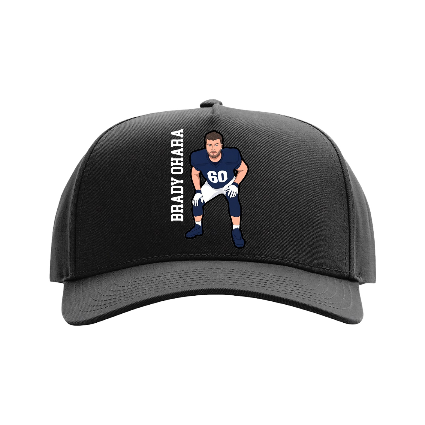 Full Fabric Five-Panel Champ Cap — Name Vertical in Black