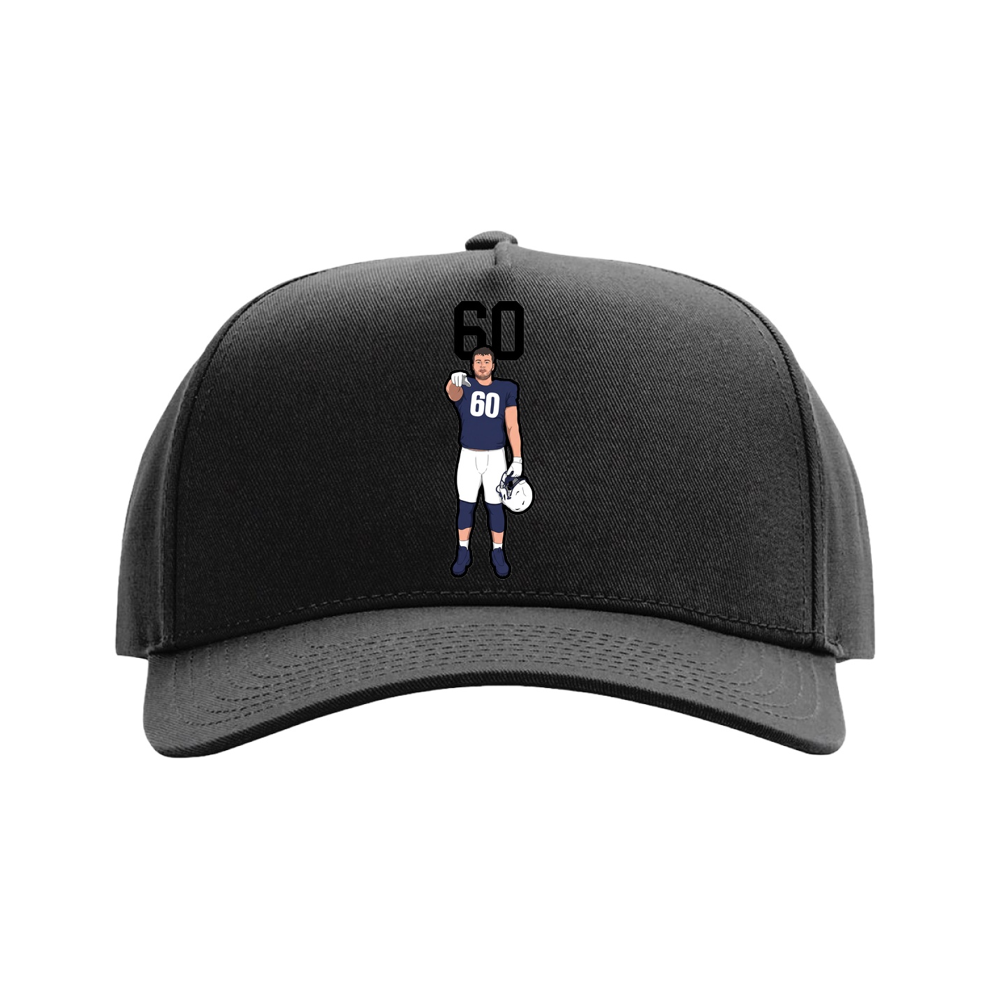 Full Fabric Five-Panel Champ Cap — Number Top in Black
