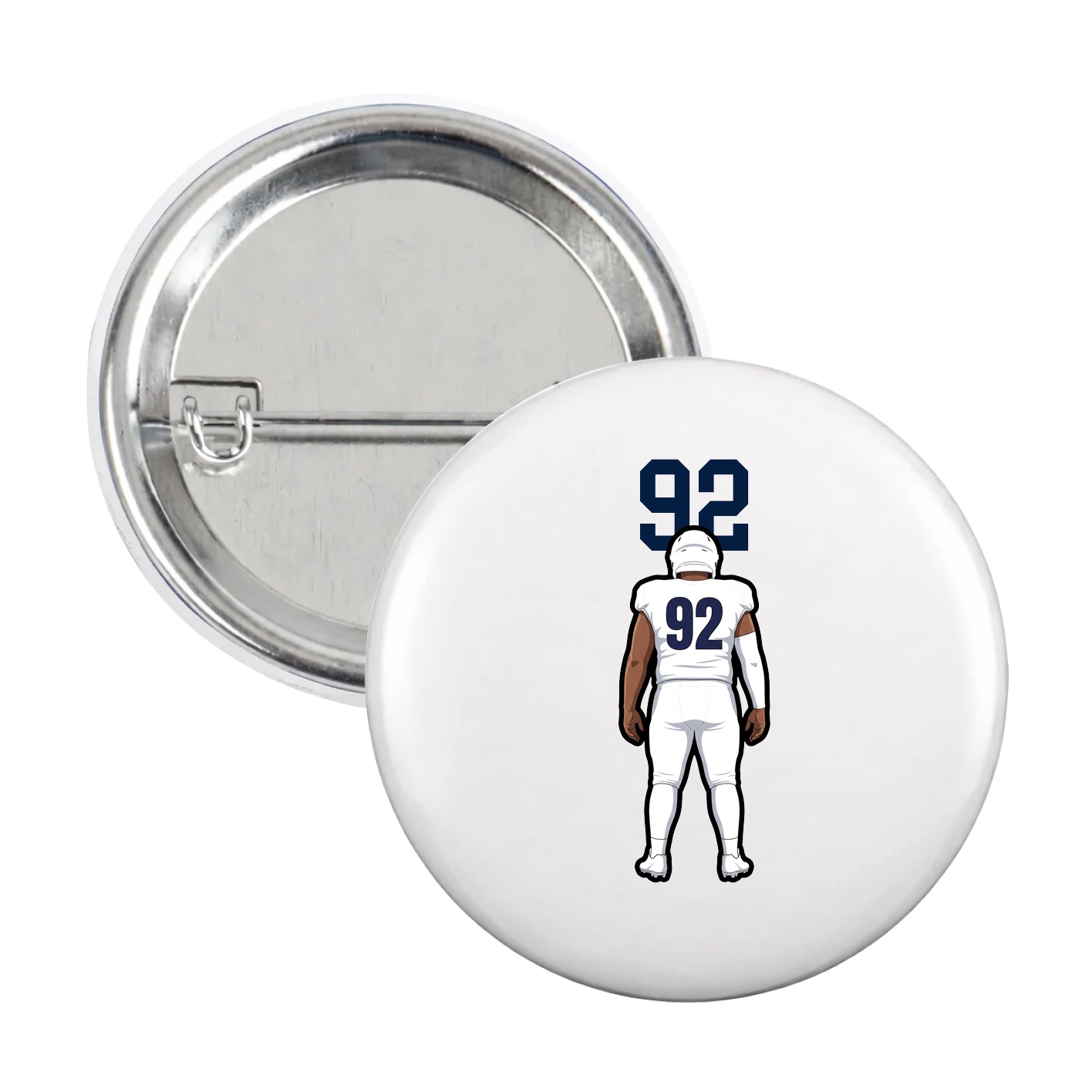 Game Day Button — Number Top in White