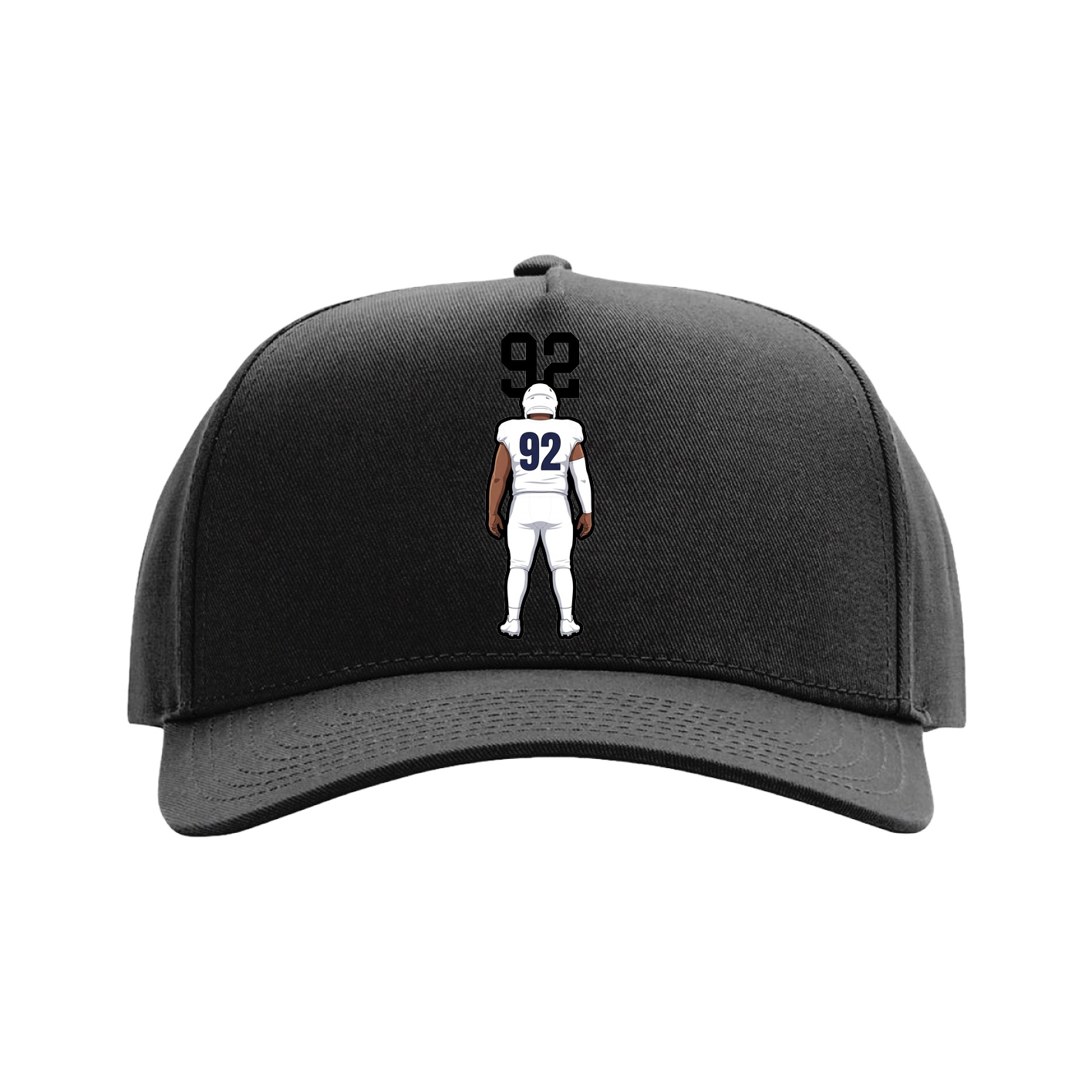 Full Fabric Five-Panel Champ Cap — Number Top in Black