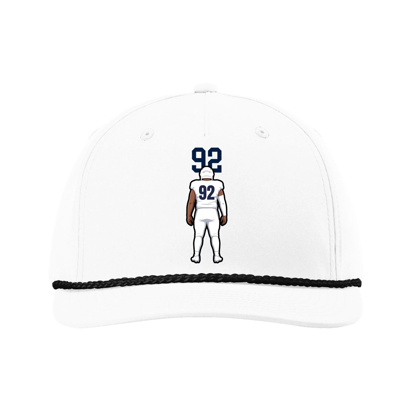 Five-Panel Classic Rope Cap — Number Top in White