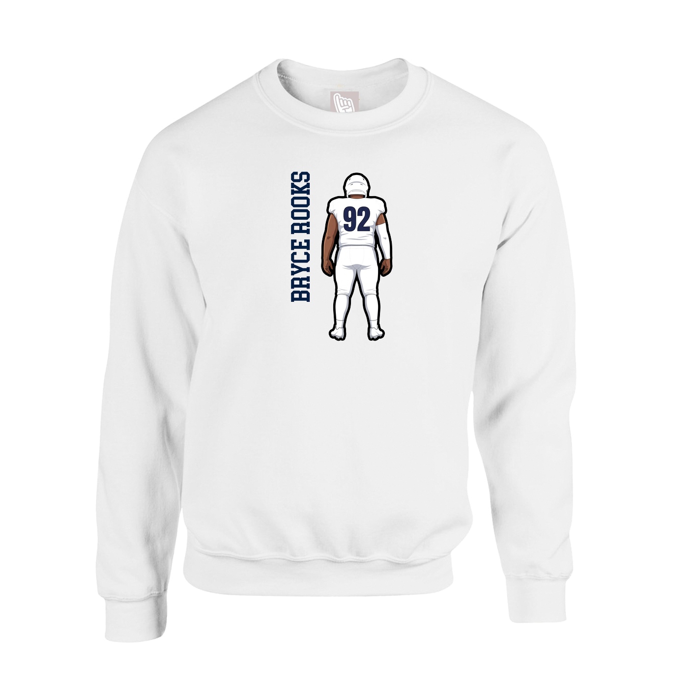 Fleece Crew — Name Vertical in White