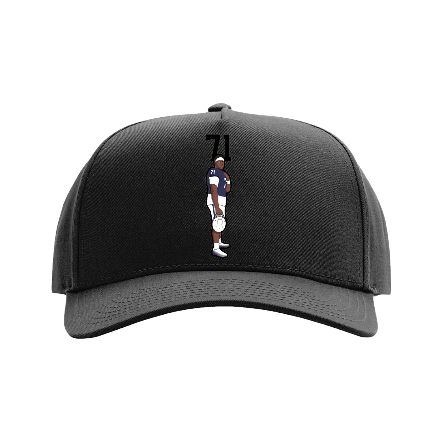 Full Fabric Five-Panel Champ Cap — Number Top in Black