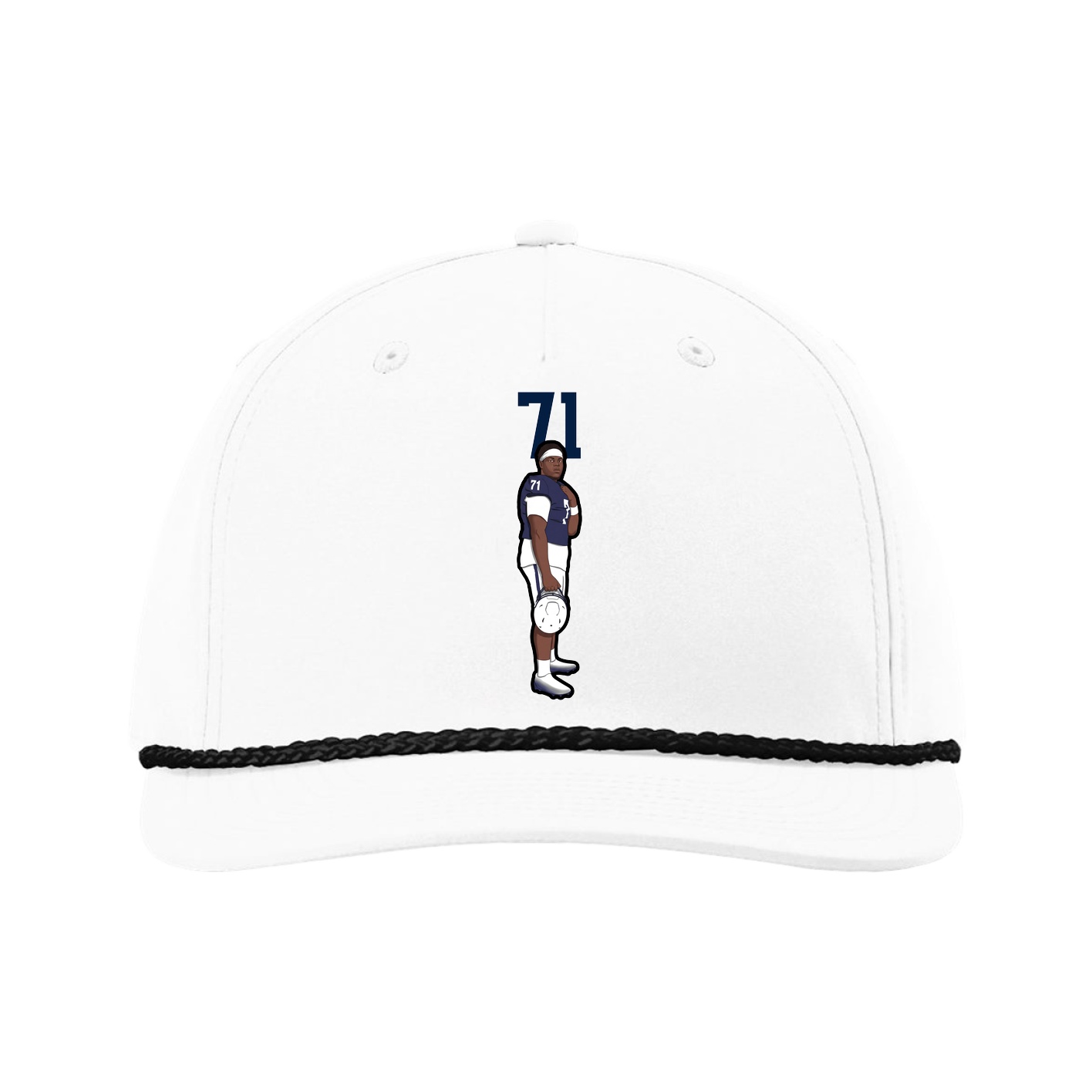 Five-Panel Classic Rope Cap — Number Top in White