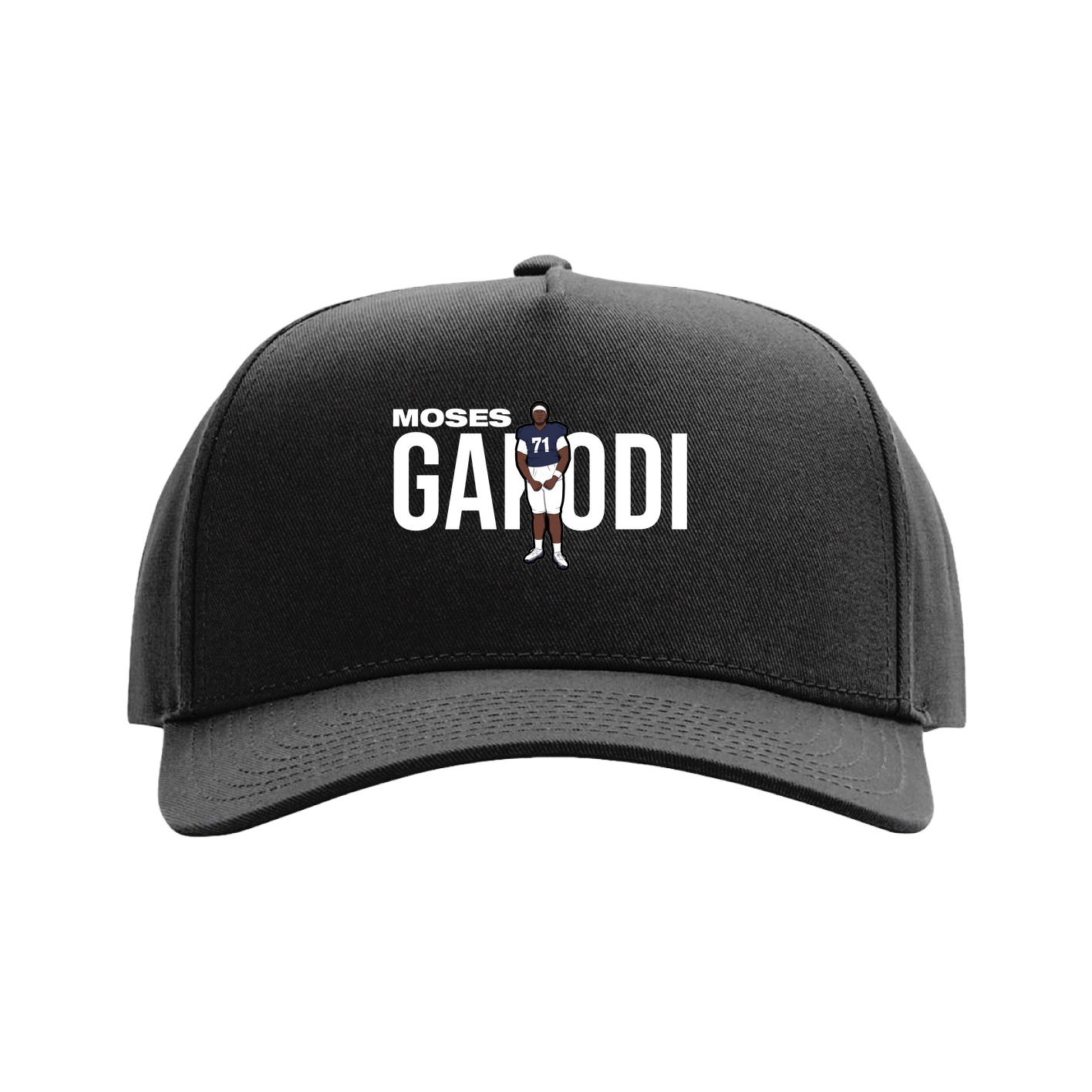 Full Fabric Five-Panel Champ Cap — Player Name in Black