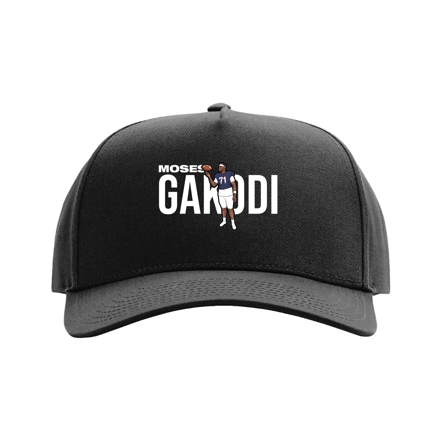 Full Fabric Five-Panel Champ Cap — Player Name in Black