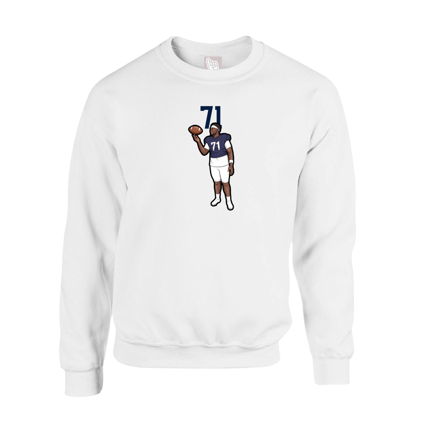 Fleece Crew — Number Top in White