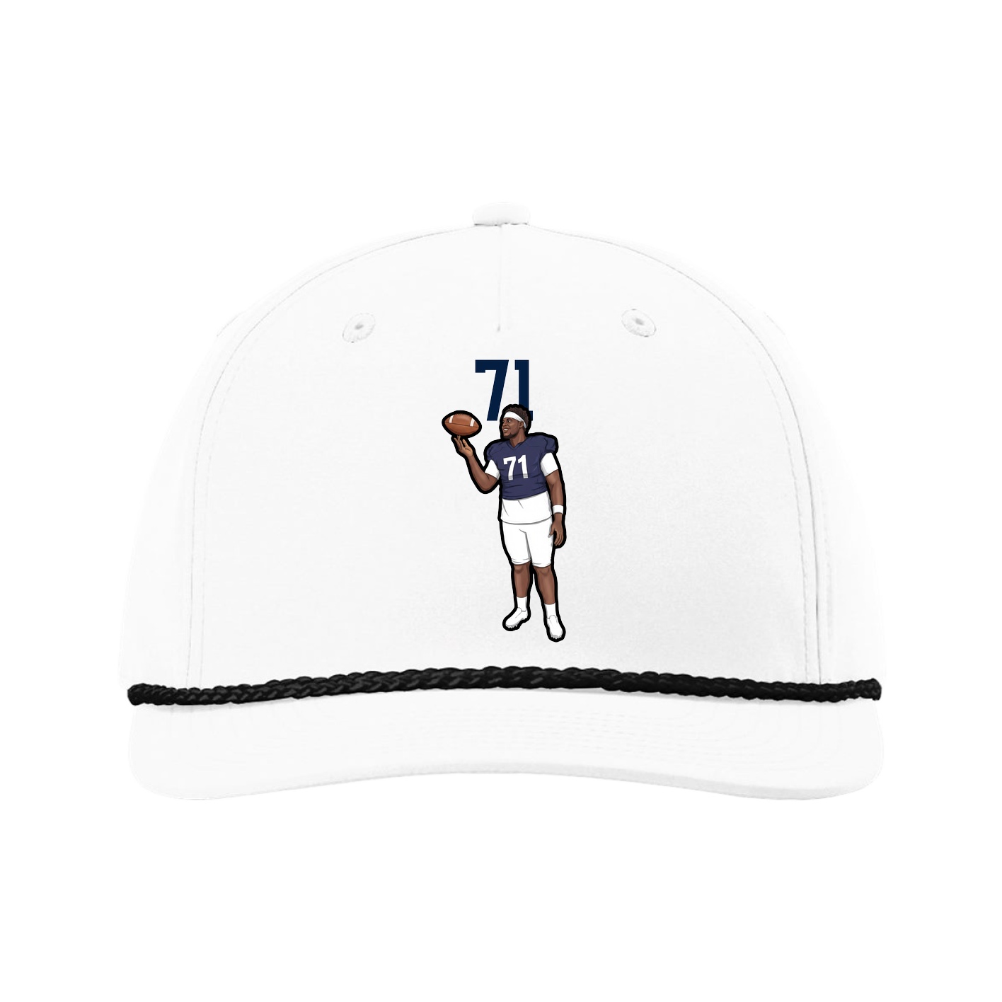 Five-Panel Classic Rope Cap — Number Top in White
