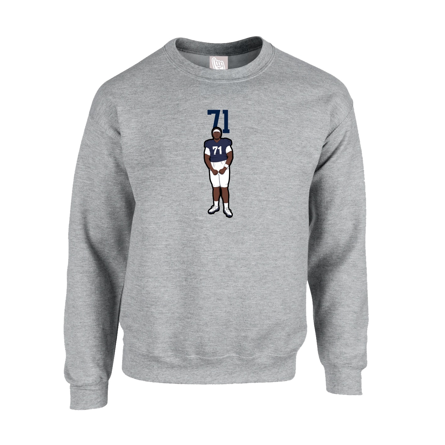 Fleece Crew — Number Top in Grey